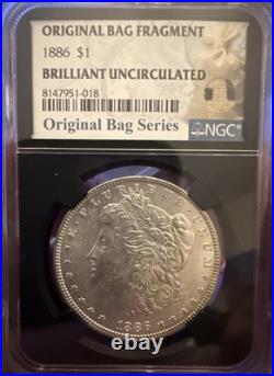 1886 Morgan Silver Dollar NGC MS63 Original Bag Fragment Series