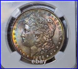 1886 Morgan Silver Dollar NGC MS63 US $1 Rainbow Toned Coin Both Sides UNC CH BU