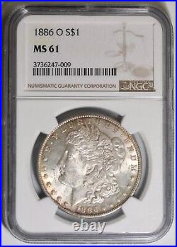 1886 O Morgan Silver Dollar NGC MS61 New Orleans Mint Semi Key Date MS-61