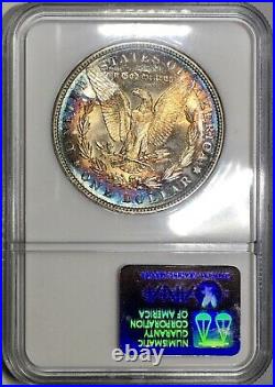 1886-P Morgan Dollar NGC MS64 Colorful Electric Blue Rainbow Toned