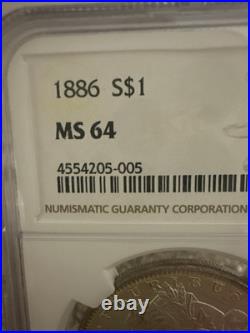 1886 P NGC MS64 Morgan Silver Dollar Coin US. Beautiful 1886 P NGC MS64 Morgan Silver Dollar Coin US. Beautiful