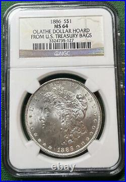 1886 S$1 NGC 64 Olathe Dollar Hoard From U. S. Treasury Bags 90% Silver US Coin