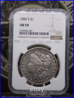 1886 S Morgan SILVER Dollar $1 NGC AU50 #001 About Uncirculated ECC&C, Inc