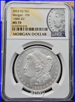 1886-cc Ngc Ms-70! 2023 Fiji Morgan Dollar