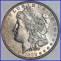 1886-p $1 Morgan Silver Dollar Ngc Ms64 #256423-041 Mint State / Some Toning