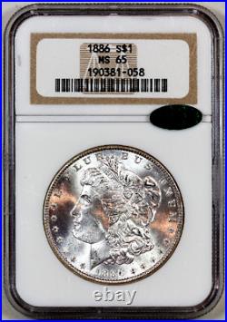 1886-p Ms65 Ngc Cac Morgan Silver Dollar Pq! Superb Eye Appeal