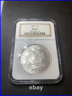 1887 $1 Morgan Silver Dollar MS64 NGC