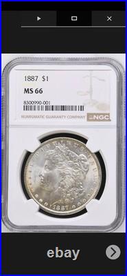1887 $1 Morgan Silver Dollar NGC MS66