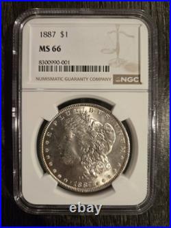 1887 $1 Morgan Silver Dollar NGC MS66
