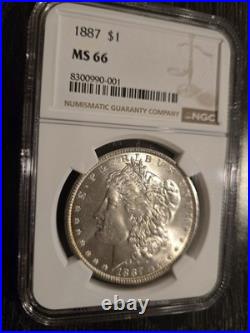 1887 $1 Morgan Silver Dollar NGC MS66