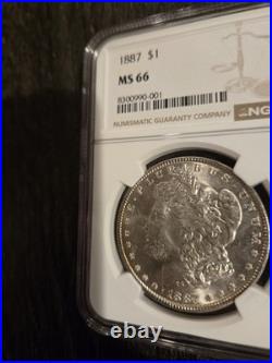 1887 $1 Morgan Silver Dollar NGC MS66