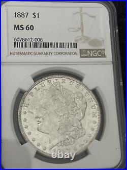 1887 $1 Silver Morgan Dollar NGC MS 60 001