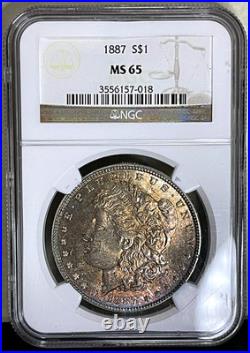 1887 Morgan SILVER Dollar NGC MS65-Amazing Rainbow Toning