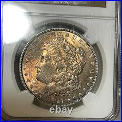 1887 Morgan SILVER Dollar NGC MS65-Amazing Rainbow Toning