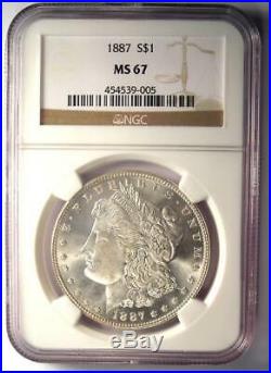 1887 Morgan Silver Dollar $1 NGC MS67 Rare in MS67 Grade $1,620 Value