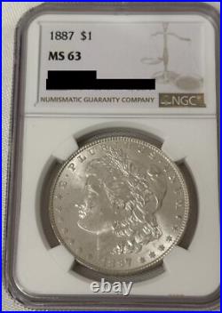 1887 Morgan Silver Dollar NGC Certified MS63 Coin