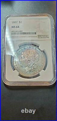 1887 Morgan Silver Dollar NGC MS 64 Monster Toning Toner Toned (Slab585)