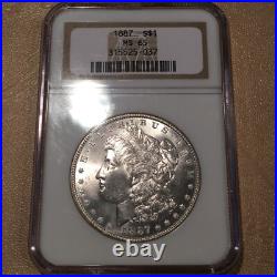 1887 Morgan Silver Dollar NGC MS 65 High Quality Scans #5037