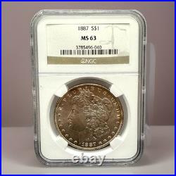 1887 Morgan Silver Dollar. NGC MS63. Brilliant Luster. 90% Silver. U. S. Mint