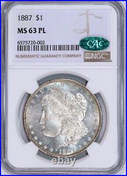 1887 Morgan Silver Dollar NGC MS63PL CAC Proof-like CAC Approved