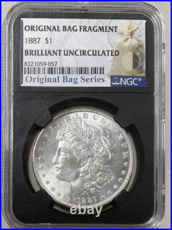 1887 Morgan Silver Dollar NGC Original Bag Label Fragment Series INK ON BAG