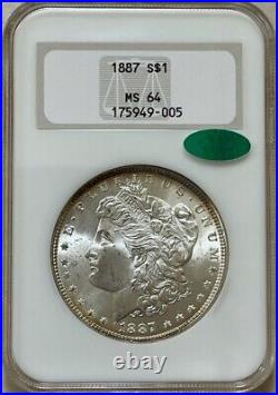 1887 Morgan Silver Dollar NO BARCODE NGC Old Fatty MS64 CAC Certified