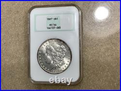 1887 Morgan Silver Dollar Vintage NGC MS64 Holder Retired Dealer Rev Toned 1887 Morgan Silver Dollar Vintage NGC MS64 Holder Retired Dealer Rev Toned