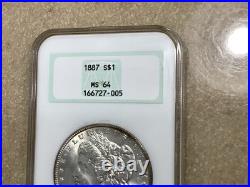 1887 Morgan Silver Dollar Vintage NGC MS64 Holder Retired Dealer Rev Toned 1887 Morgan Silver Dollar Vintage NGC MS64 Holder Retired Dealer Rev Toned