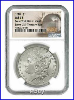 1887 NGC MS 63 Morgan Silver Dollar from the 1964 New York Bank Hoard