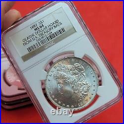 1887 NGC MS64 Olathe Treasury Bank Hoard Bank BU Bag Morgan Silver US S$1 Dollar