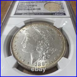 1887 Original Bag Fragment Toned Morgan Silver Dollar $1 NGC BU Brilliant UNC