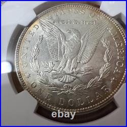 1887 Original Bag Fragment Toned Morgan Silver Dollar $1 NGC BU Brilliant UNC