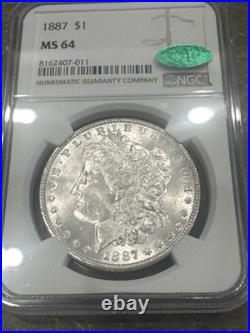 1887-P $1 Morgan Silver Dollar NGC MS 64CAC White Uncirculated UNC Fatty Holder