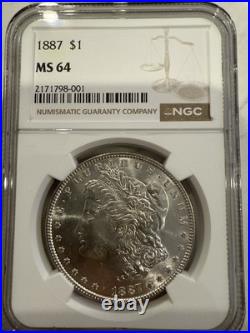 1887 PHILADELPHIA MORGAN SILVER DOLLAR NGC MS 64 Frosty Blast White