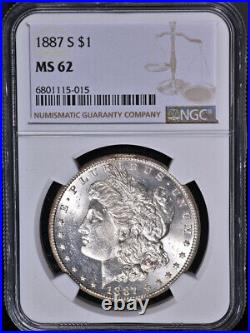 1887-S Morgan Silver Dollar NGC MS62 Blast White Great Eye Appeal
