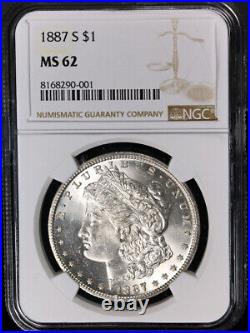 1887-S Morgan Silver Dollar NGC MS62 Blast White Superb Eye Appeal