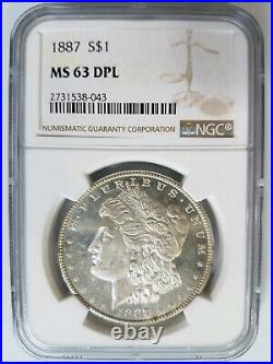 1887 Silver Morgan Dollar NGC MS 63 DPL Deep Mirrors Proof Like PL DMPL