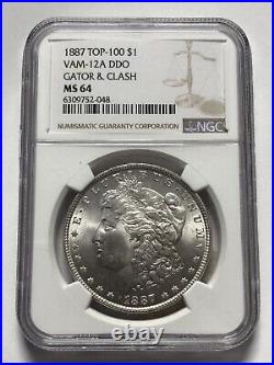 1887 Top-100 Vam 12A DDO NGC MS64 Morgan Silver Dollar