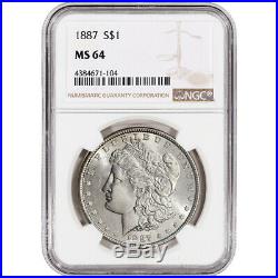1887 US Morgan Silver Dollar $1 NGC MS64