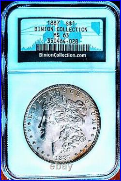 1887-s - Silver Dollar - Binion Collection - Toned - Rare - Ngc Ms63