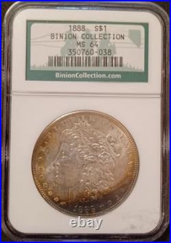 1888 $1 Morgan Silver Dollar from the Binion Collection NGC MS64 (Obverse Toned)