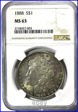 1888 Morgan Silver Dollar NGC MS-63 Nice Toning and Luster