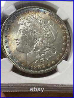 1888 Morgan Silver Dollar Tone NGC MS62 Rainbow Toning Beautiful Coin! Rare