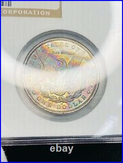 1888-O DOUBLE HOLDER Morgan Silver Dollar Graded NGC Monster Rainbow Toned Dual
