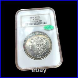 1888-O Morgan Dollar NGC MS63 CAC Rainbow Crescent Toned -soapbox