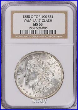 1888-O Morgan Silver Dollar NGC MS-63 VAM-1A E Clash Top 100 Variety