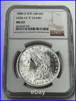 1888 O Morgan Silver Dollar NGC MS63 Top 100 VAM-1A E Clash