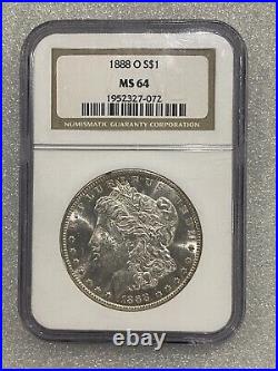 1888 O Morgan Silver Dollar NGC MS64 BLAST WHITE (072)