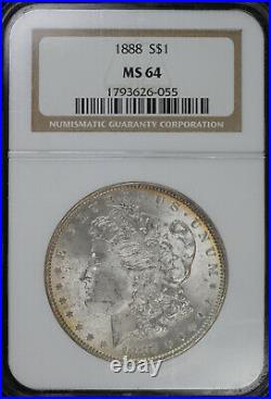 1888 P $1 Morgan Silver Dollar NGC MS 64 Uncirculated UNC BU
