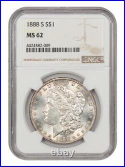1888-S $1 NGC MS62 Better S-Mint Morgan Silver Dollar Better S-Mint